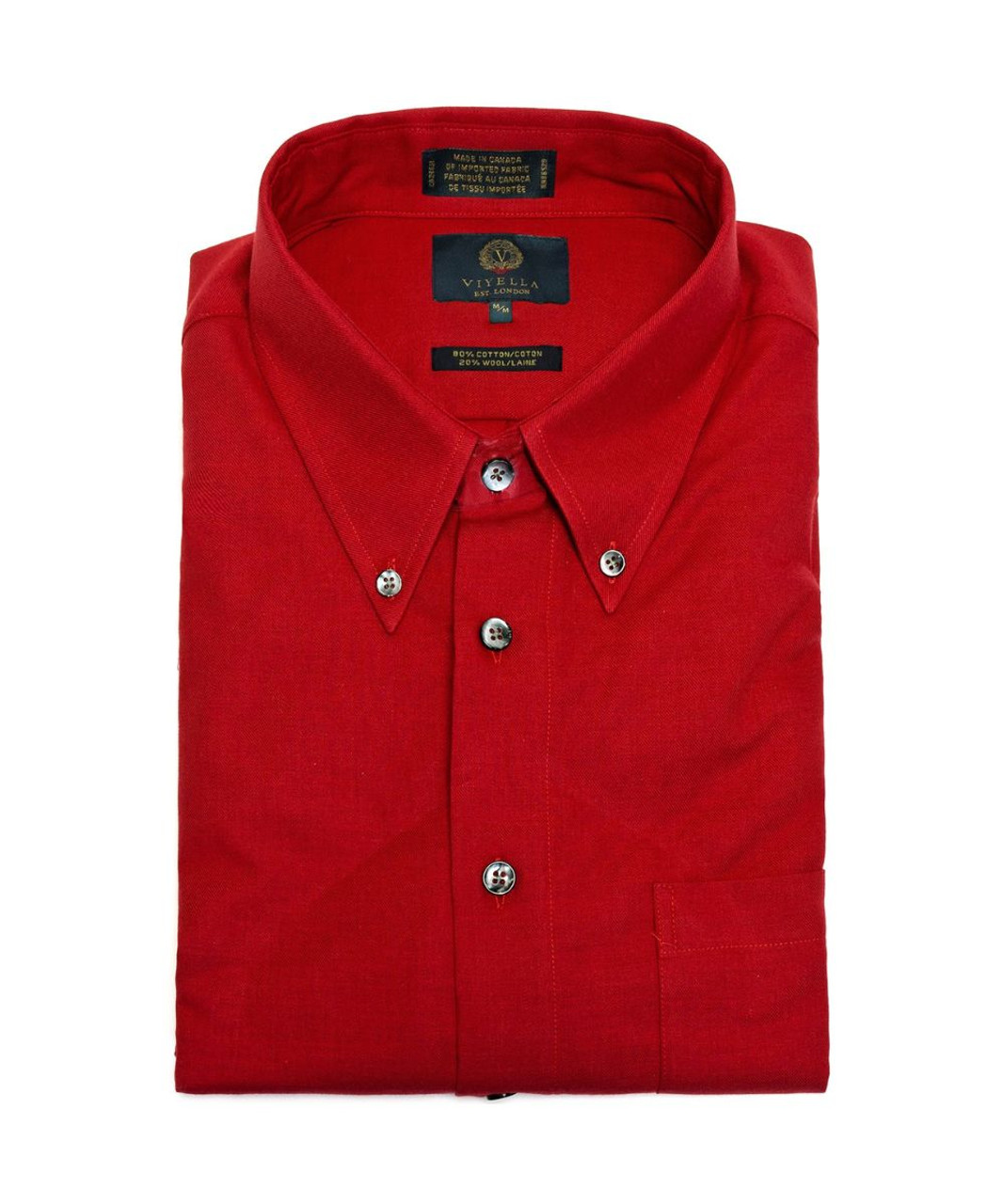 Wool and Cotton Flannel Sport Shirt: Men's Viyella Shirt Solid in Red ...