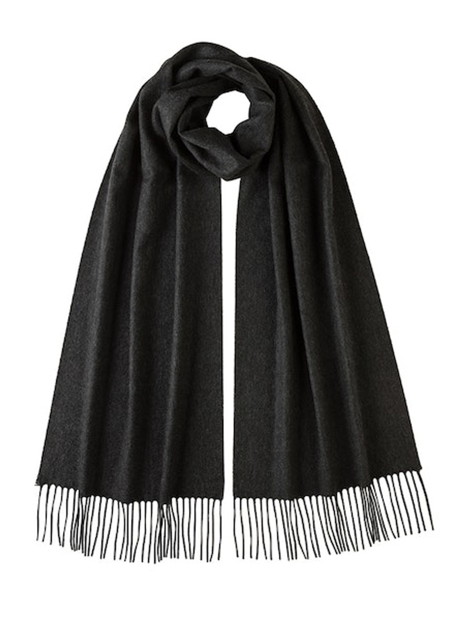 Charcoal, Mens Pure Cashmere Ribbed Scarf