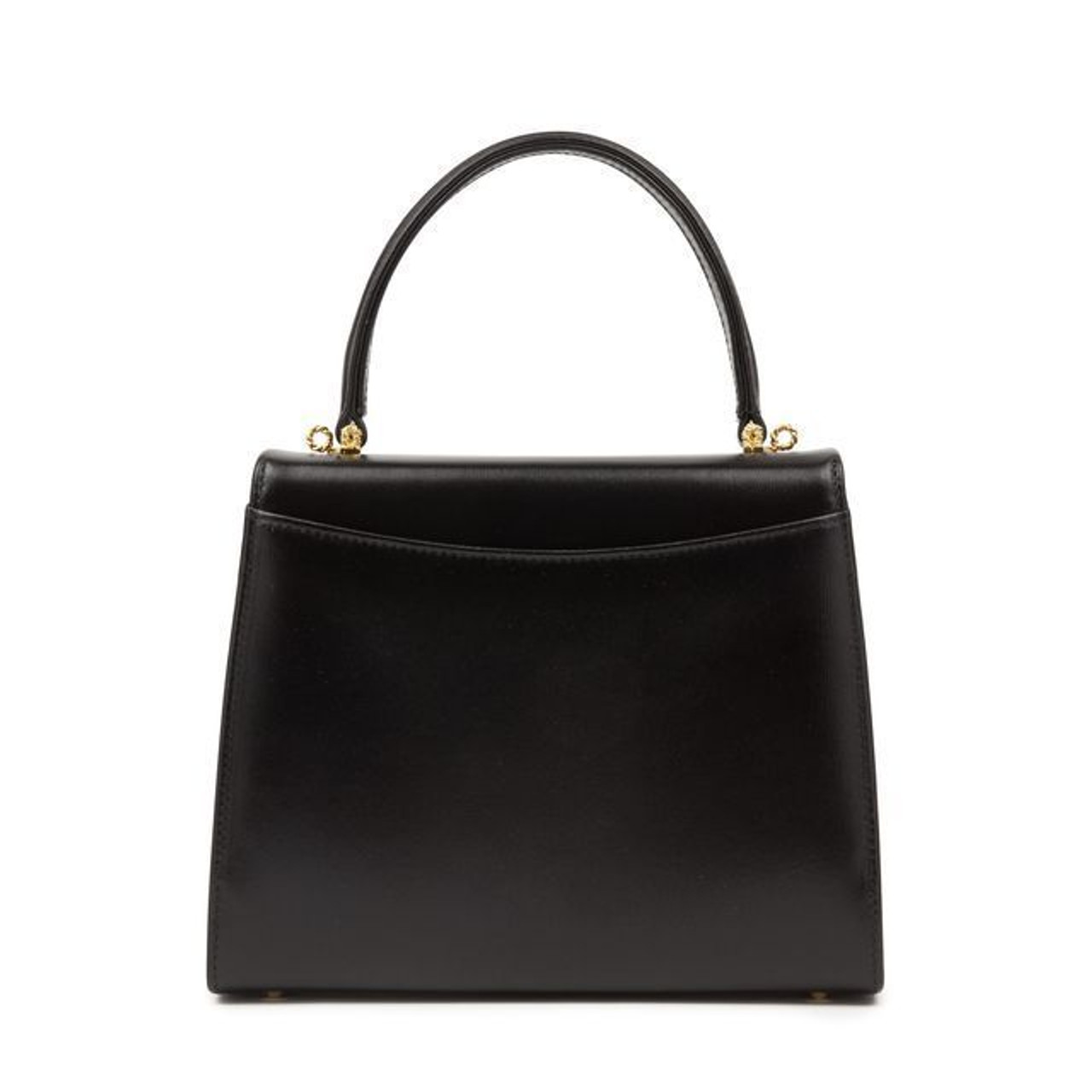 Vintage CLASSIC black leather handbag bag LAUNER LONDON top