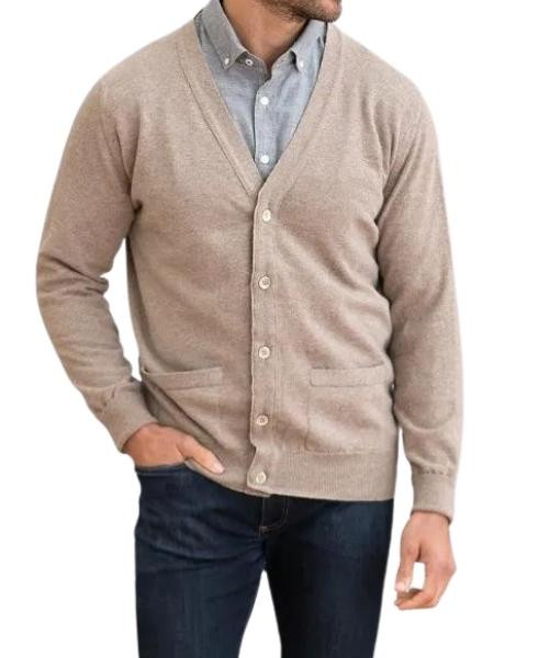 Men's Super-Geelong Lambswool Cardigan With Two Pockets