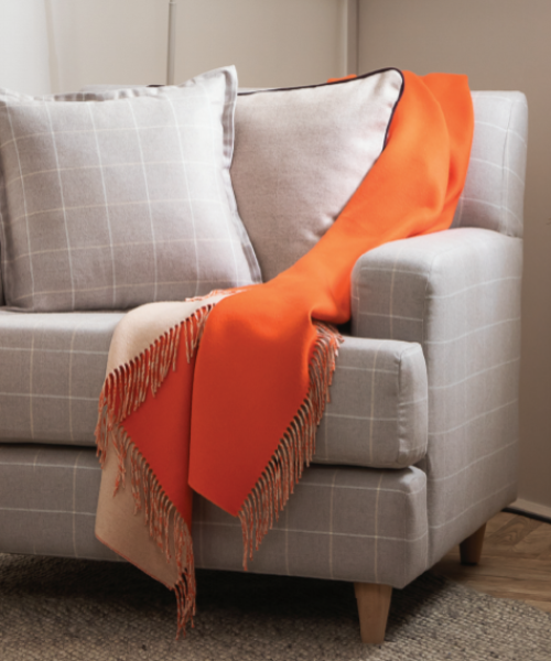 Johnstons of Elgin Cashmere Reversible Sofa Throw Blanket