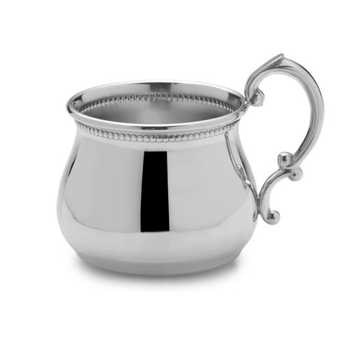 Empire Silver Beaded Pot Belly Baby Cup in Pewter