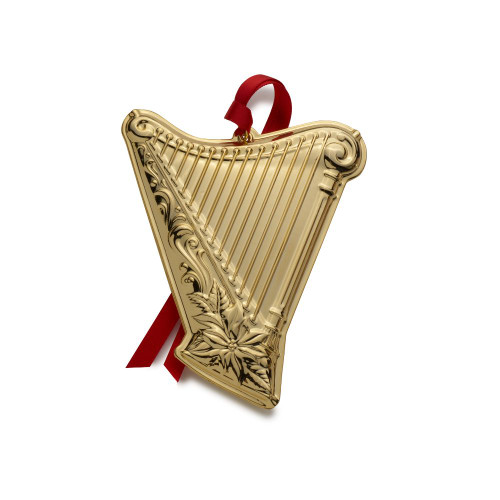 Wallace 2024 Gold-Plate Musical Instrument Ornament - Harp - 3rd Edition