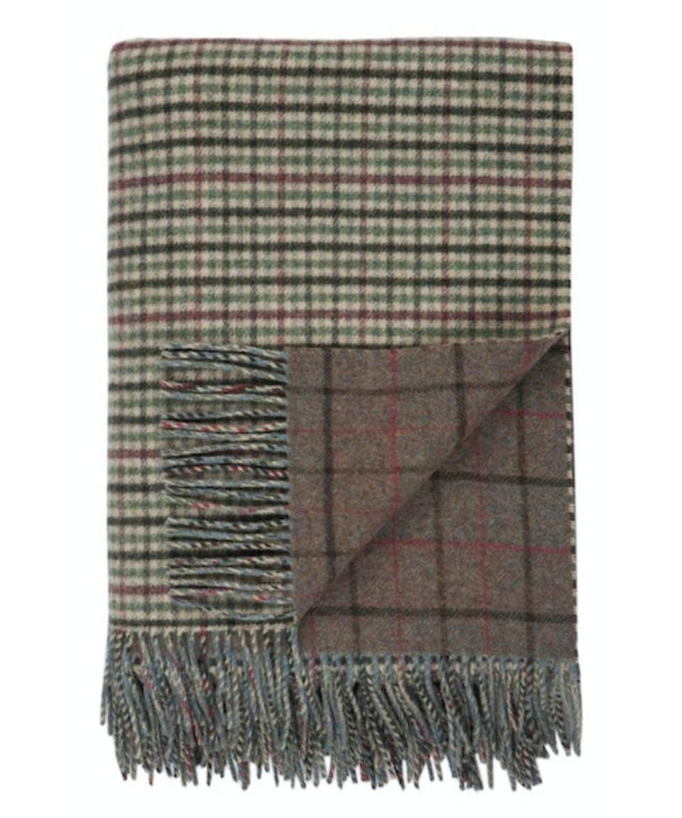 Lambswool Throw Blanket: Johnstons of Elgin Lambswool Double Face Check ...