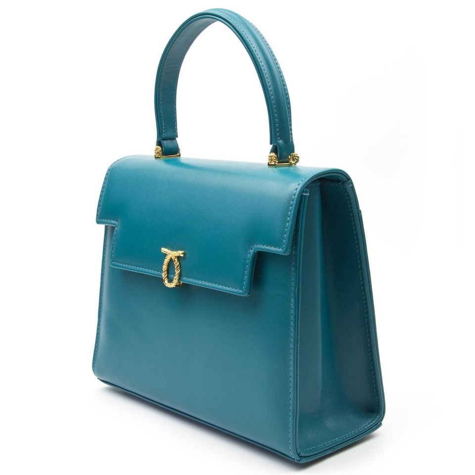 Soft Leather Handbags: Traviata Handbag in Turquoise/Black