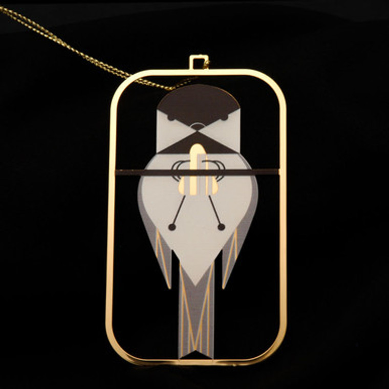 Charley Harper Chickadee Calisthenics Brass Adornment