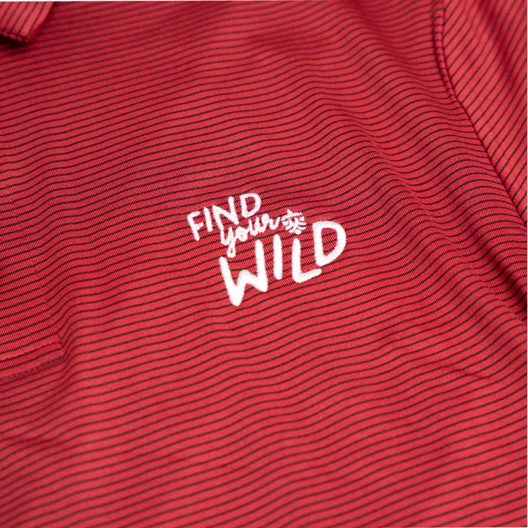 M's Red/Black Stripe Find Your Wild Under Armor golf shirt
