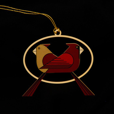 Charley Harper Cardinals Consorting Brass Adornment
