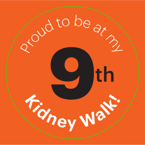 Kidney Walk 9-YR stickers 100/roll