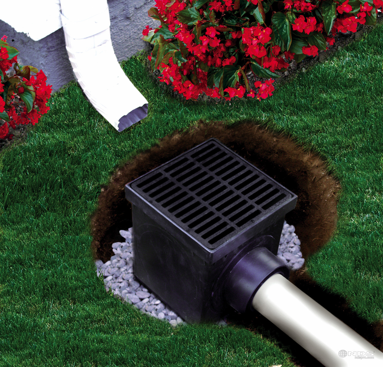 NDS 8 Black Round Drainage Grate for Pipes, Garden, Yard, Drain