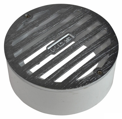 NDS  4" Round Satin Chrome Grate w/PVC Collar