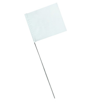 4" x 5" Marking Flags White - 30" Wire Staff (1000)