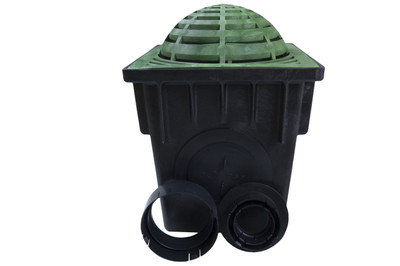NDS 18" Two Hole Catch Basin Kit w/ Green Atrium Grate