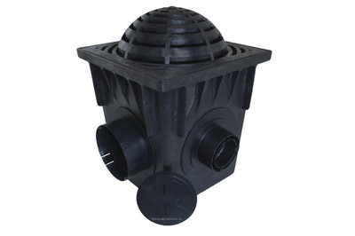 NDS 18" Four Hole Catch Basin Kit w/ Black Atrium Grate