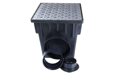 18" Two Hole Catch Basin Kit w/ Cast Iron Interlaken Grate