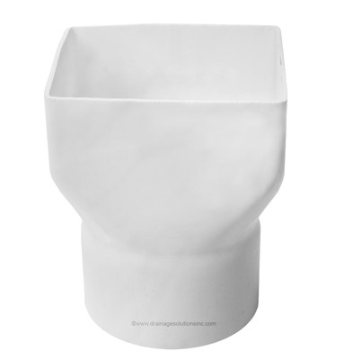 PVC 4" x 5" x 4" SDR35 Downspout Adapter (Centered) (DSA x Hub) The