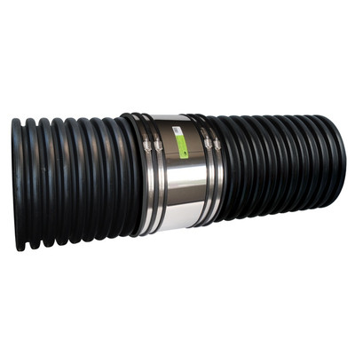 PVC  24" x 24" Flexible Corrugated Plastic  x SDR35 Coupling & Shear Ring 