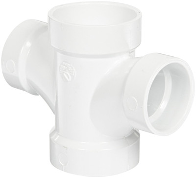 3" x 3" x 2" x 2" PVC DWV Double Sanitary Tee (S x S x S x S)