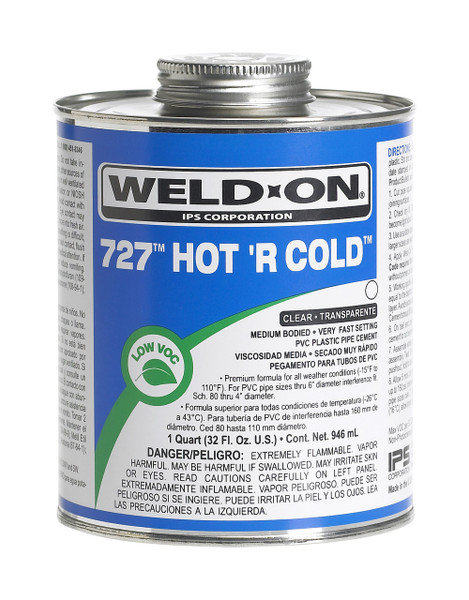 IPS 727 Qt. Hot 'R Cold PVC Cement - Medium Body (Clear)