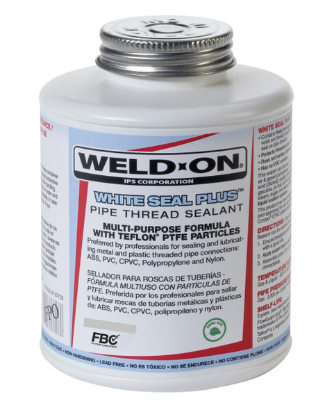 IPS 1/2 Pt. Pipe Joint Compound w/Teflon w/Brush (White Seal)