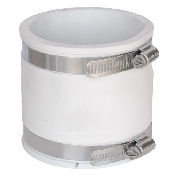 PVC  3" x 3" White Flexible Coupling (CI/Plastic x CI/Plastic) Radon