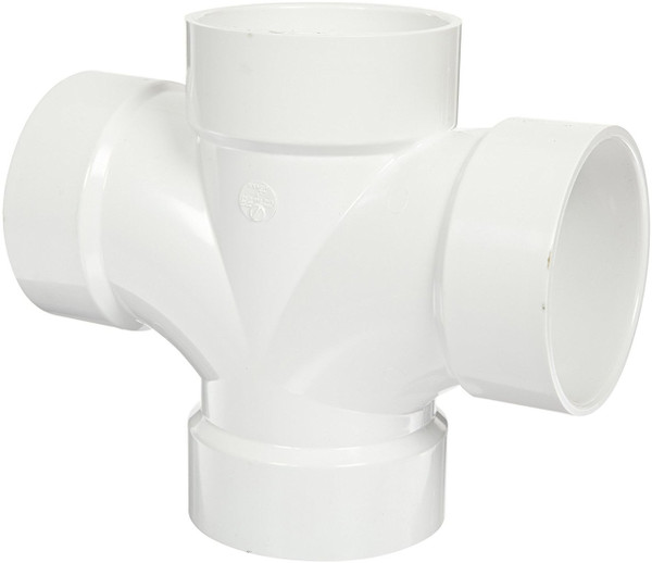 4" x 4" x 4" x 4" PVC DWV Double Sanitary Tee (S x S x S x S)
