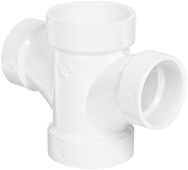 4" x 4" x 3" x 3" PVC DWV Double Sanitary Tee (S x S x S x S)