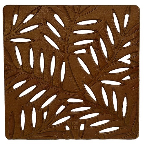 Iron Age decorative cast iron grate used in landscape drainage system for high-end design.