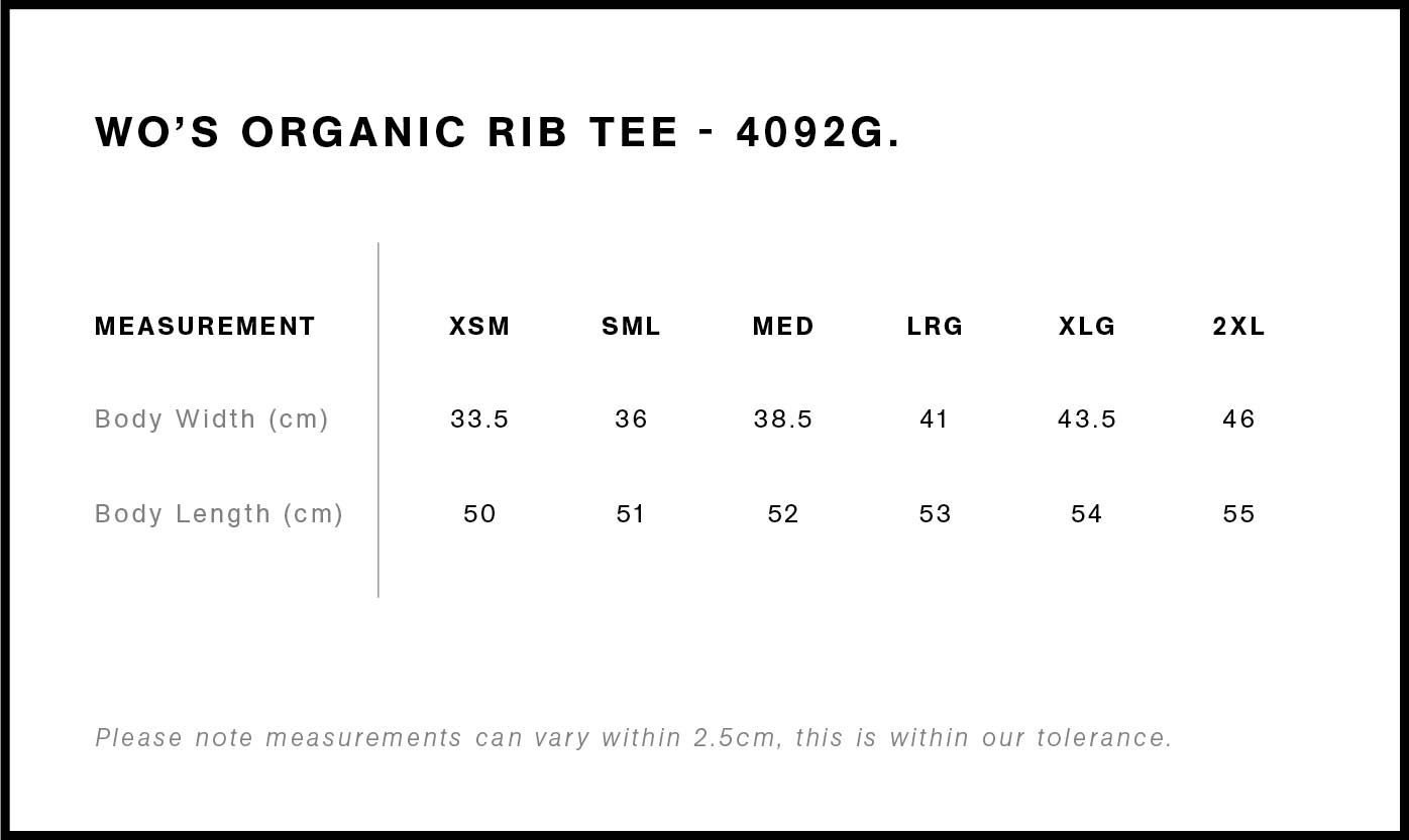 Wo's Organic Rib Baby Tee - 4074 - AS Colour NZ