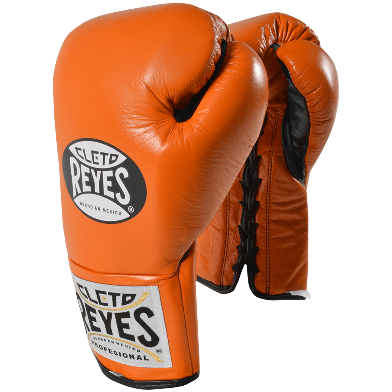 Cleto Reyes Official Lace Up Competition Boxing Gloves - Tiger Orange