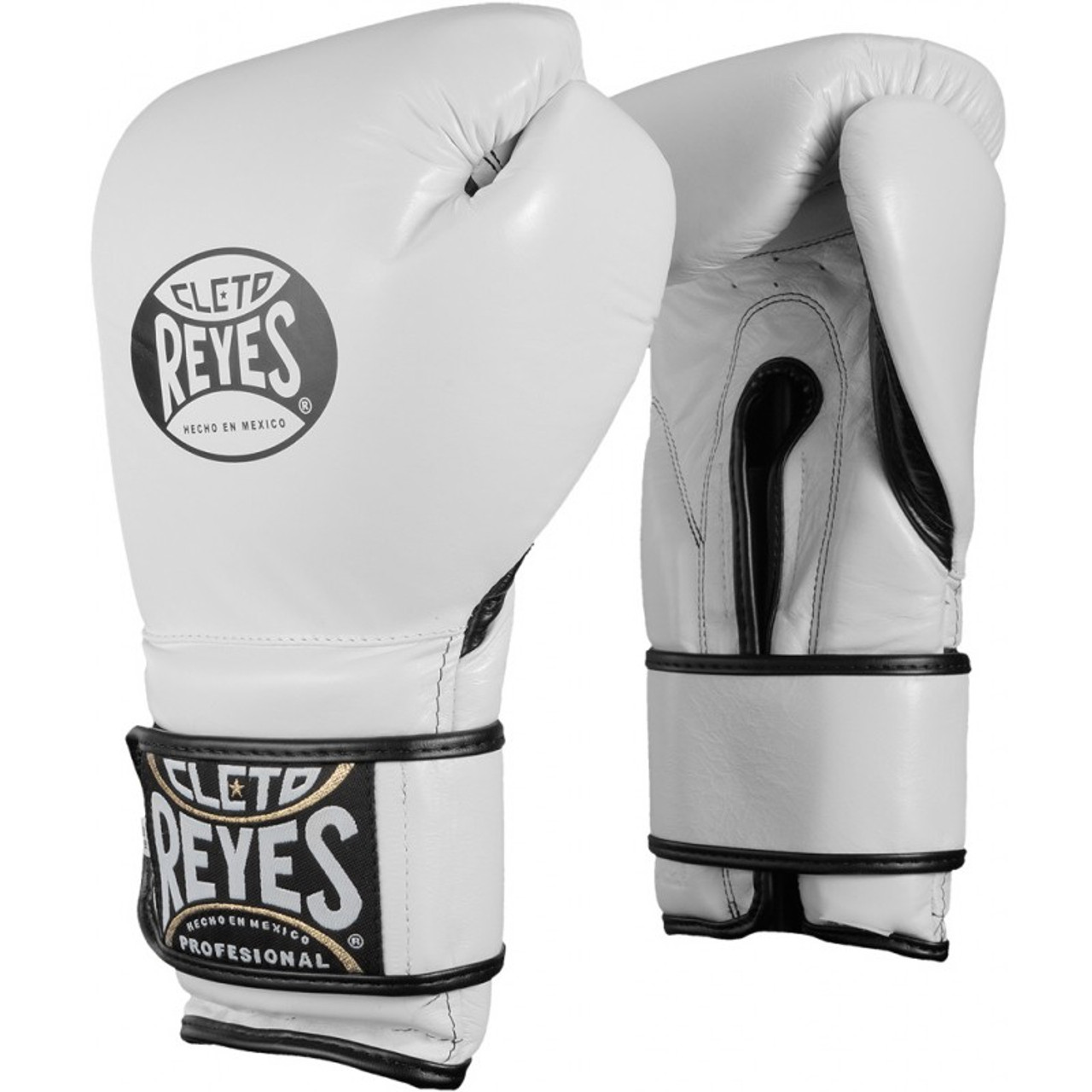 Cleto Reyes Hook and Loop Leather Training Boxing Gloves - White
