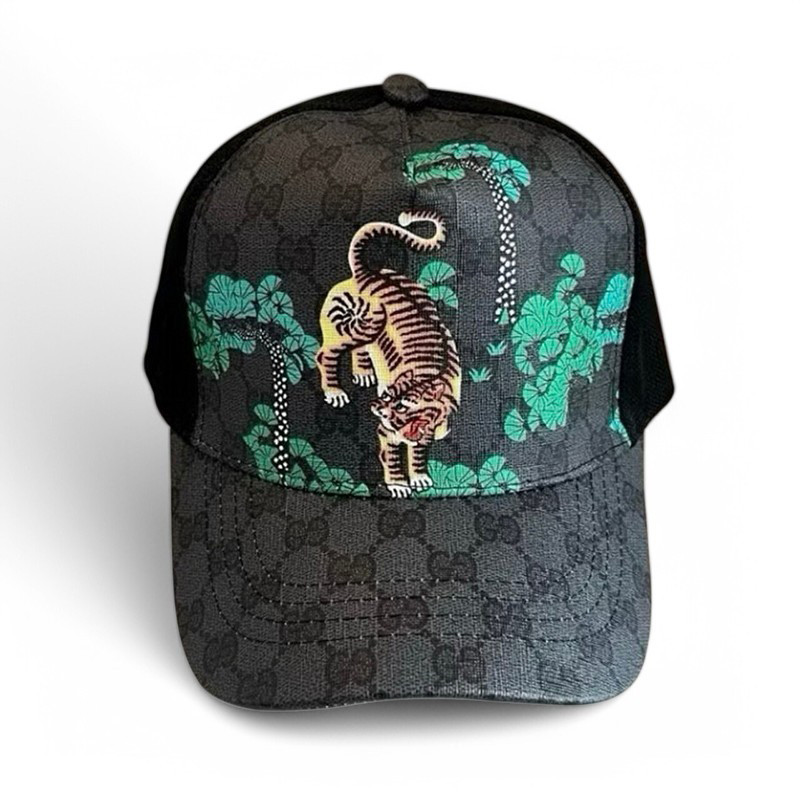Gucci Mens Tiger GG Supreme Black Baseball Cap