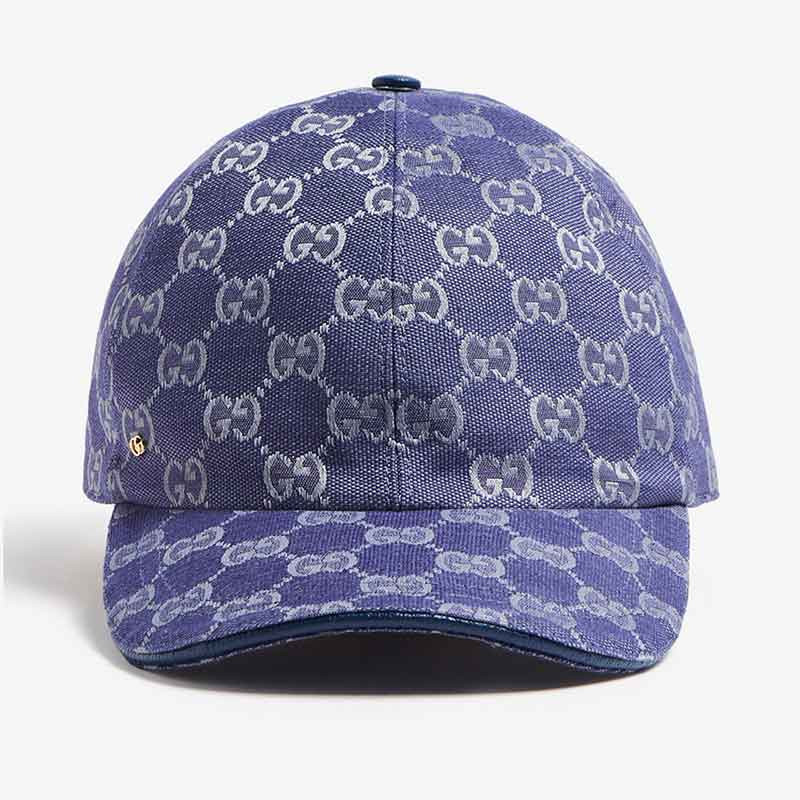 GUCCI ネイビー GGパターン キャップ New Gucci GG Canvas Blue Baseball Cap