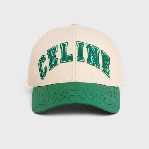 Celine College Baseball Cap Patch in Cotton Cream/Green