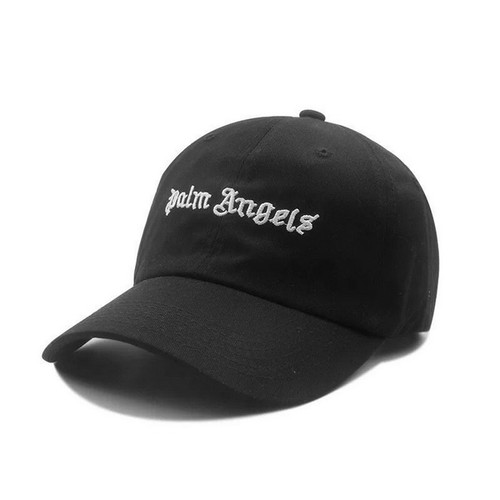Men's Palm Angels Logo Embroidered Corduroy Baseball Black Cap
