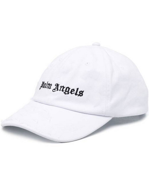 Men's Palm Angels Logo Embroidered Corduroy Baseball White Cap