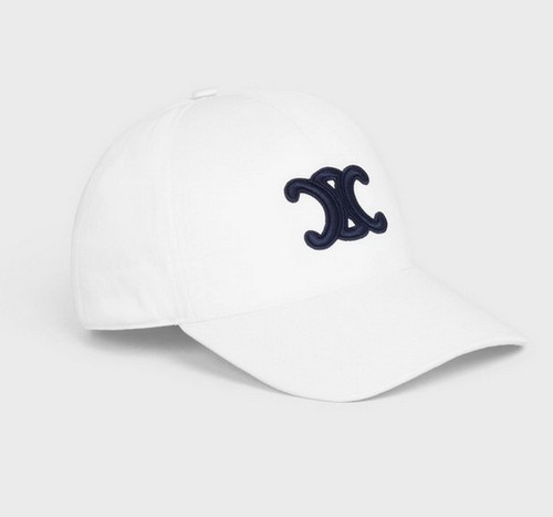 Celine Triomphe Baseball Cap In Cotton White