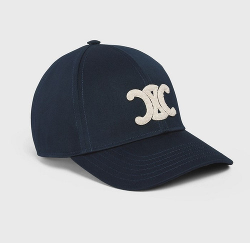 Celine Men's Cotton Triomphe Baseball Cap Navy