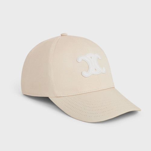 Celine Triomphe Patch Baseball Cap in Cotton Vanilla