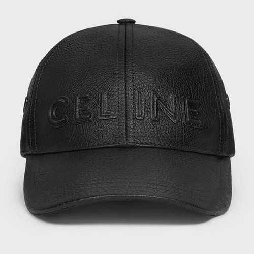 Celine Embroidered Calfskin Black Baseball Cap
