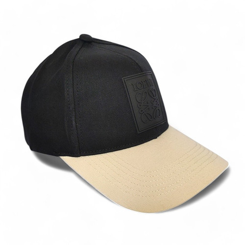 Loewe Mens Patch Baseball Cap in Canvas Black/Beige