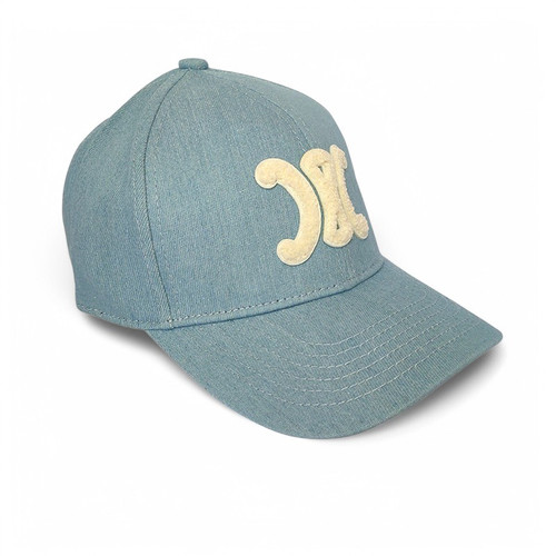 Celine Men's Triomphe In Cotton Denim Baseball Cap