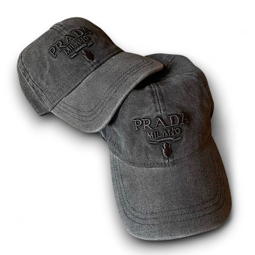 Prada Drill Black Denim Canvas Baseball Cap