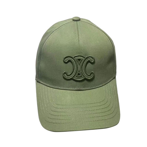 Celine Triomphe Patch Baseball Cap In Cotton Khaki
