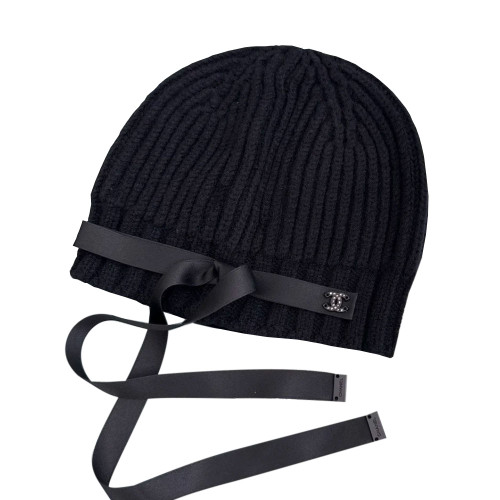 Chanel 24B Cashmere Beanie with Ribbon Winter Luxury