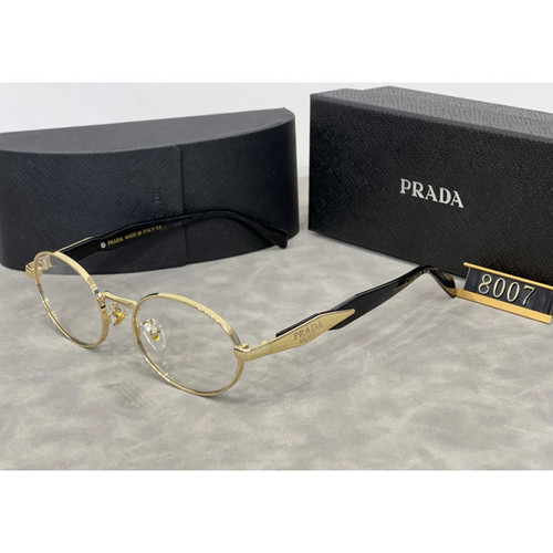 Prada Symbole Oval Eyeglasses Luxury Pale Gold with Crystal Clear Lenses