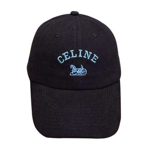 Celine Richelieu Logo-Embroidered Baseball Cap Black Cotton Twill