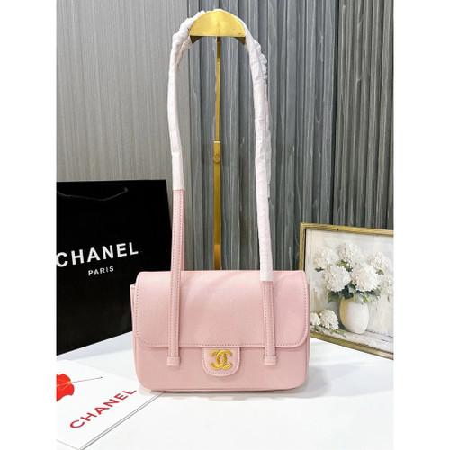 Chanel Shiny Caviar Small Preppy Coco Flap Bag in Light Pink