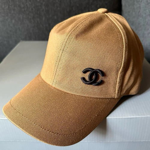 Chanel CC Logo Cotton Baseball Cap Beige with Black Embroidery