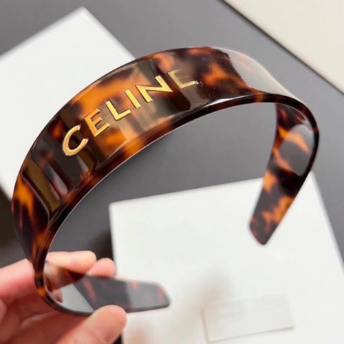 Celine Headband in Acetate and Steel Dark Havana / Gold